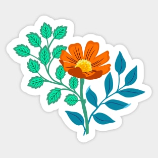 Colorful orange flower design Sticker